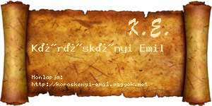 Köröskényi Emil névjegykártya