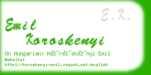 emil koroskenyi business card